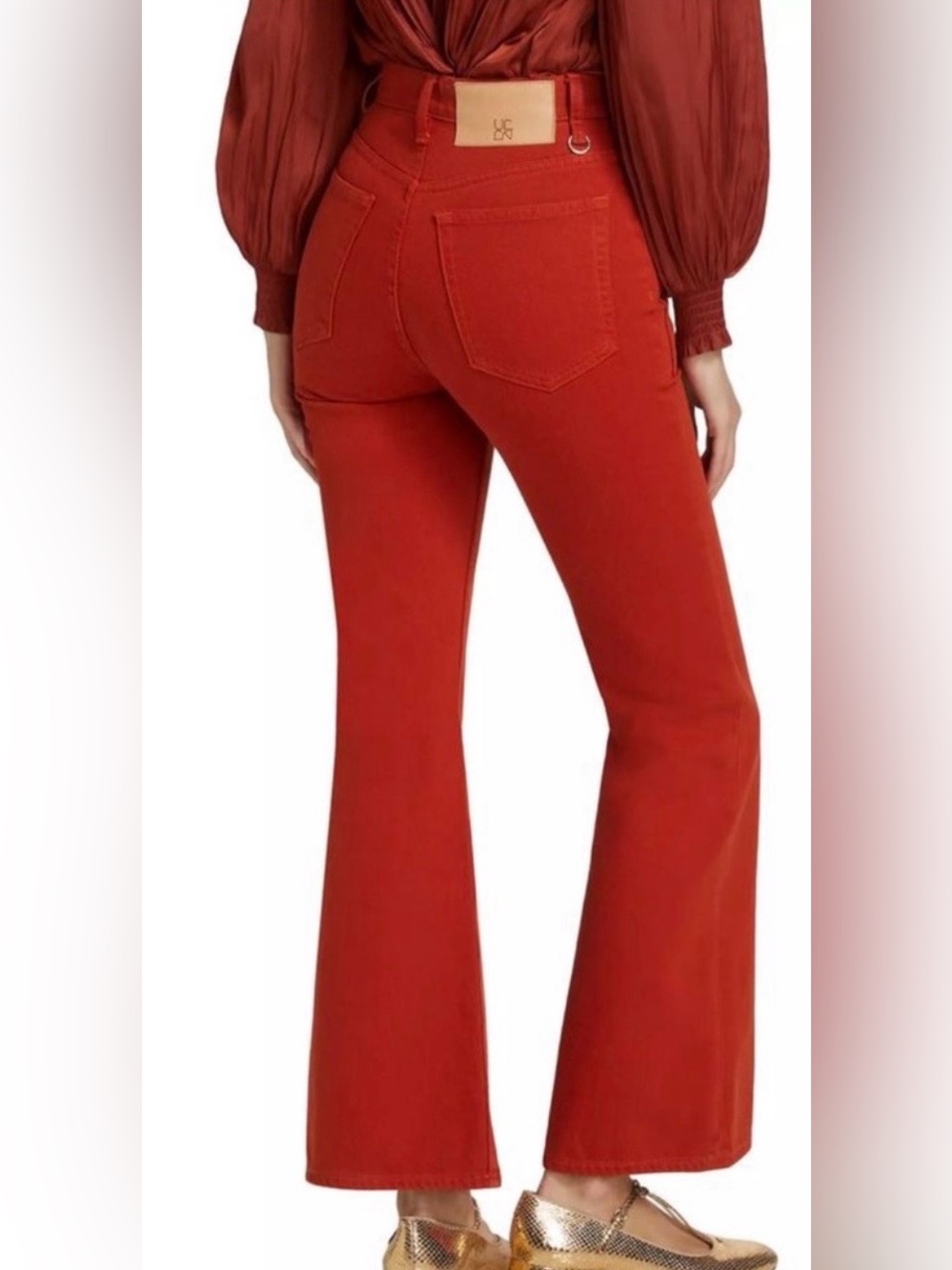 Ulla Johnson Brick Red Flare Jeans rise 11/ instead 28